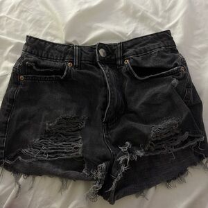 Garage Black Ripped Jean Shorts